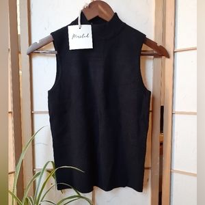 Knit Ribbed Mock Neck Sweater Tank